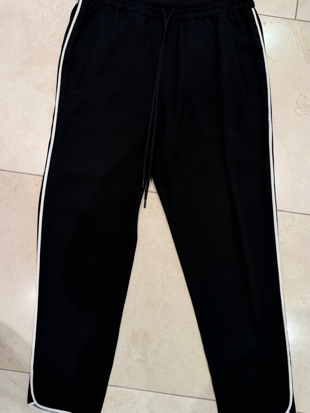 BCBGMaxAzria Black Capri Pants with White Side Stripe